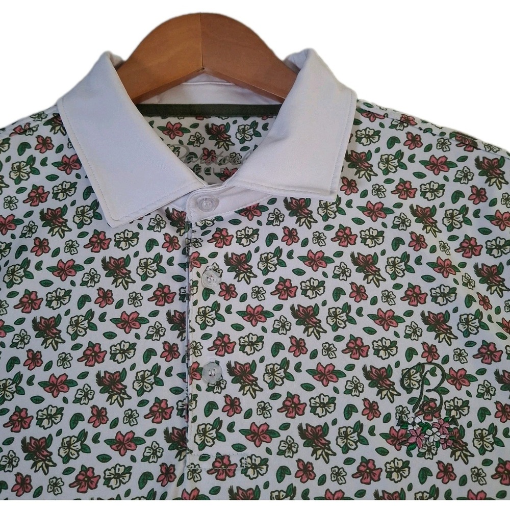 Barstool Golf Polo Shirt Mens XL Golf Floral Hibiscus Performance All Over Print